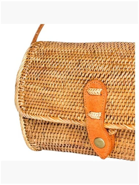 Handwoven Rattan Shoulder Bag Satchel Woven Straw Purse - Picture 3 of 6